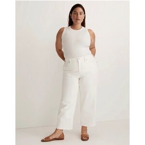 Madewell Size 33 Curvy Perfect Vintage Wide-Leg Crop Jean in White - NEW